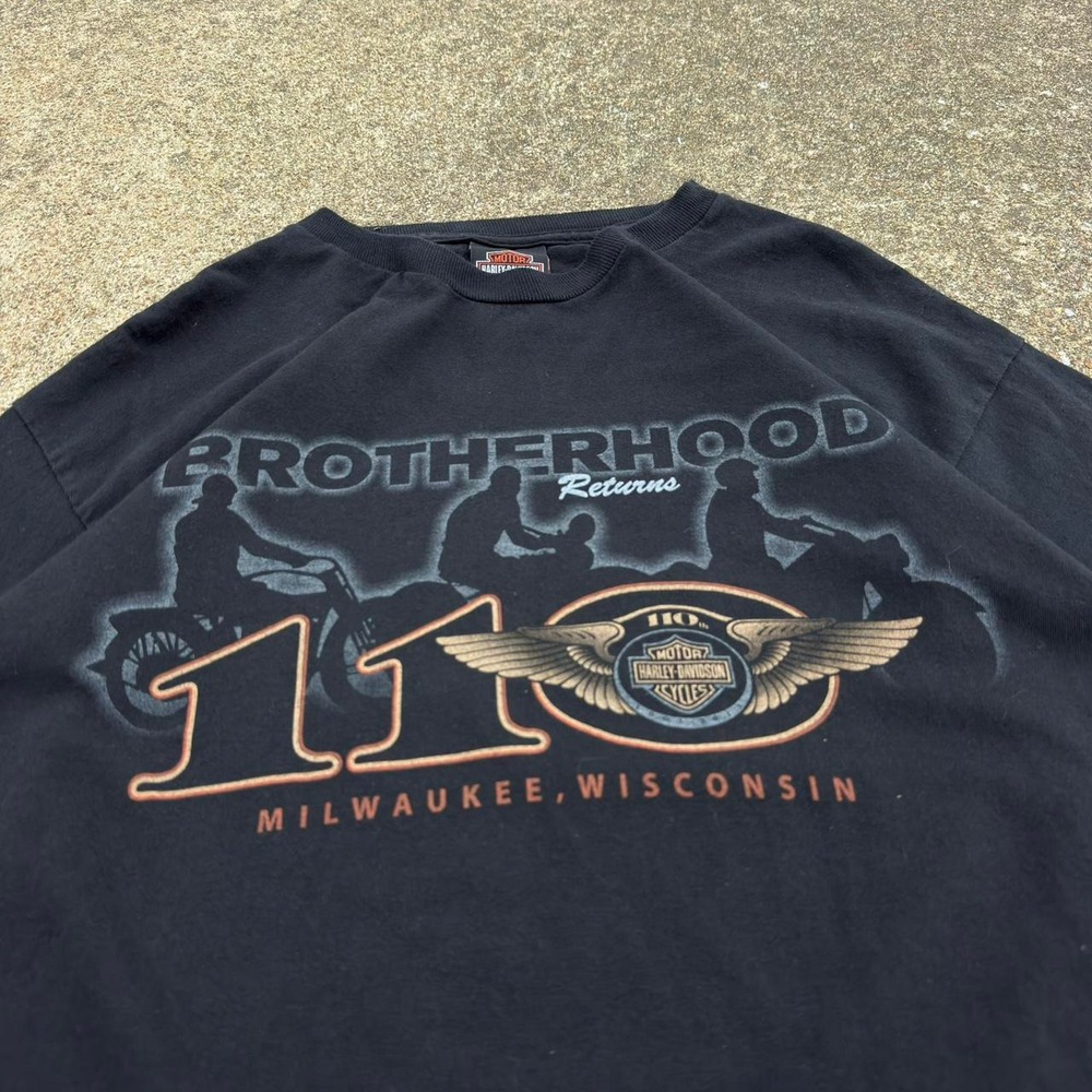 Vintage Y2K Harley Davidson Brotherhood Returns Biker Tee Black Large (g1)